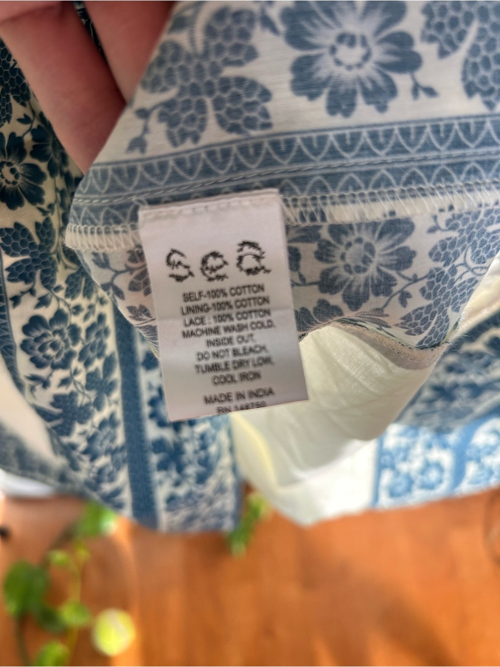 Sea NY Arlo Maxi Floral Tiered Smocked Bodice Blue Cream Cotton Dress Size S - Picture 9 of 12